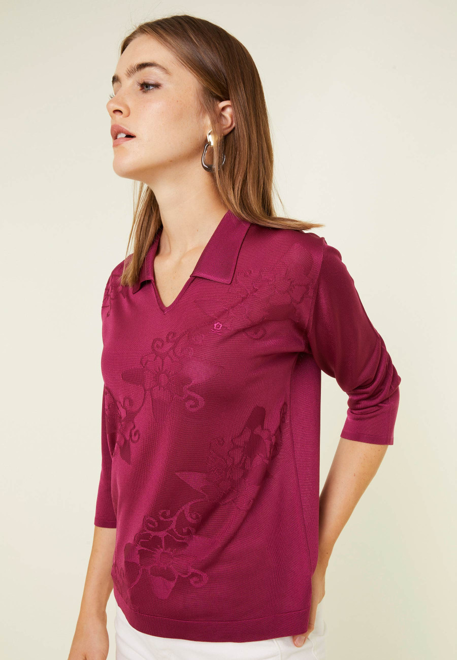 Polo Fil Lumière manches coudes à motifs - Emy