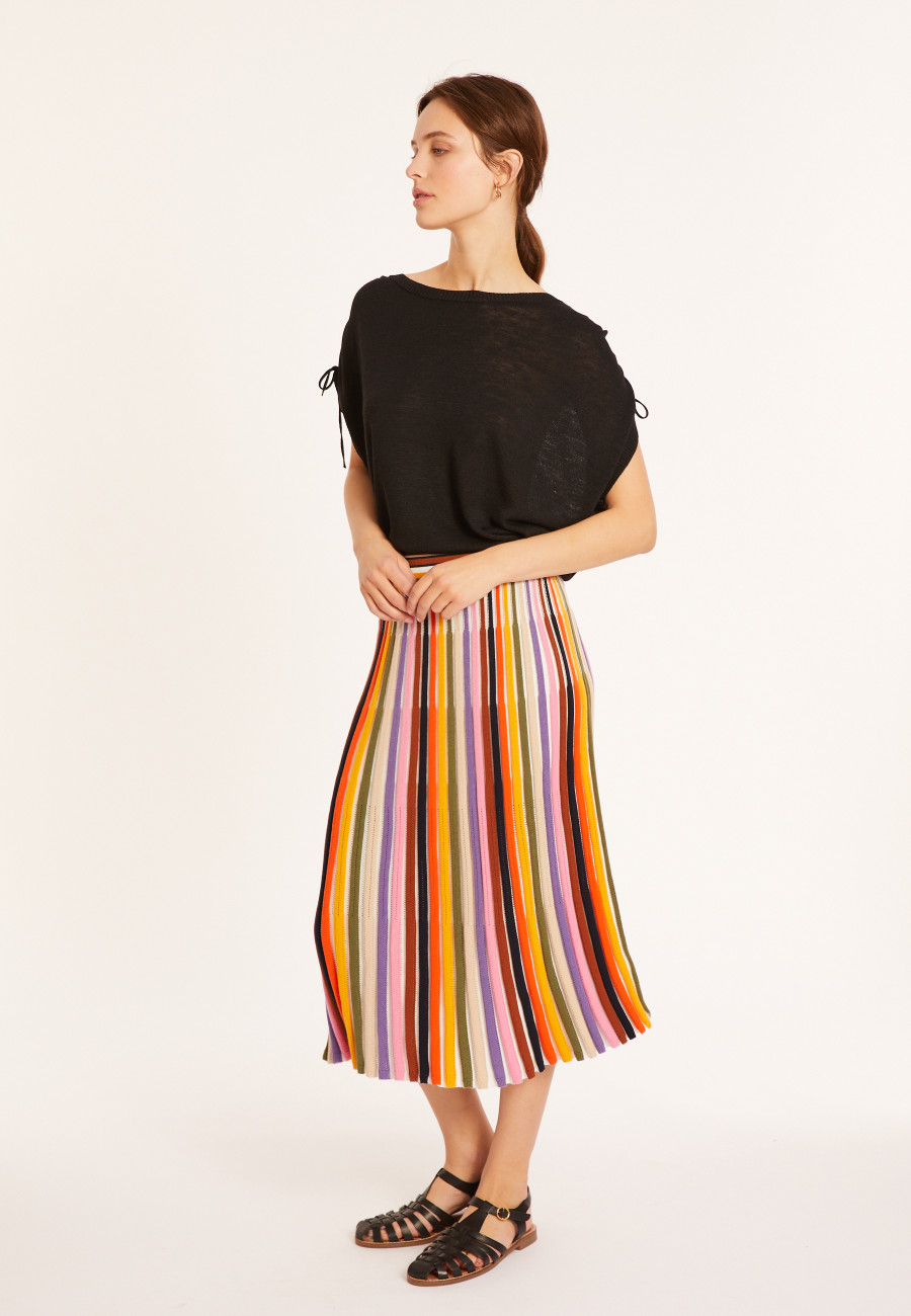 T-shirt en lin flammé - Marine