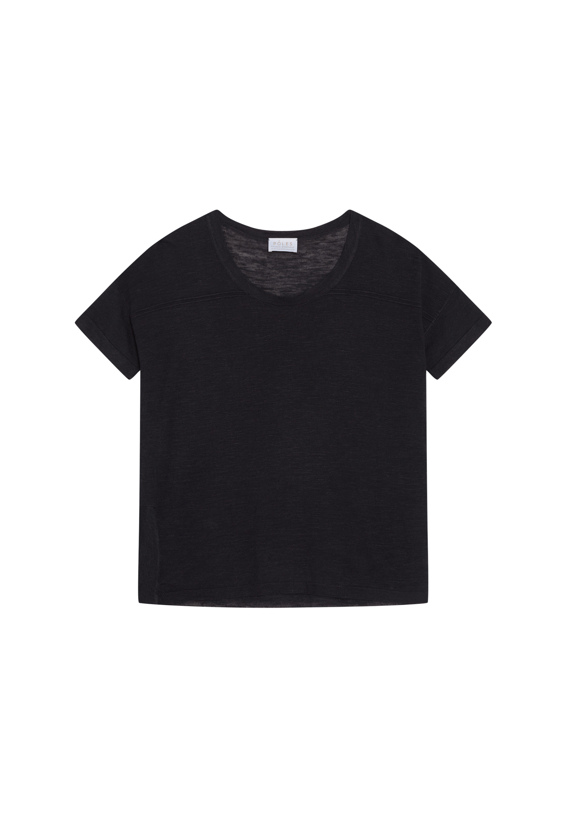 T-shirt ample col rond en lin flammé - Pavot