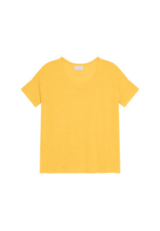 Loose-fitting round-neck flamed linen T-shirt - Pavot