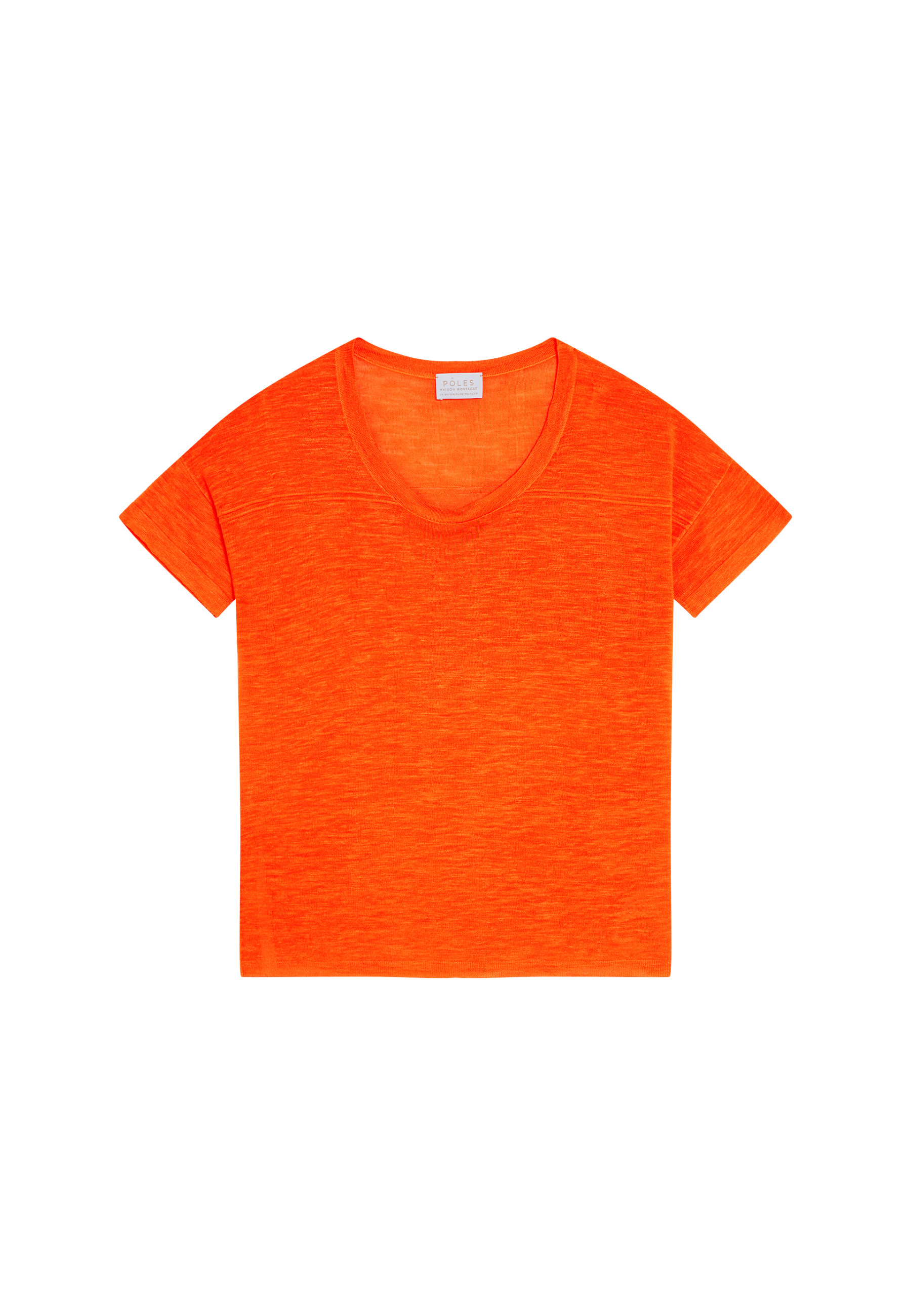 Loose-fitting round-neck flamed linen T-shirt - Pavot