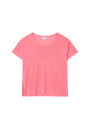 T-shirt ample col rond en lin flammé - Pavot