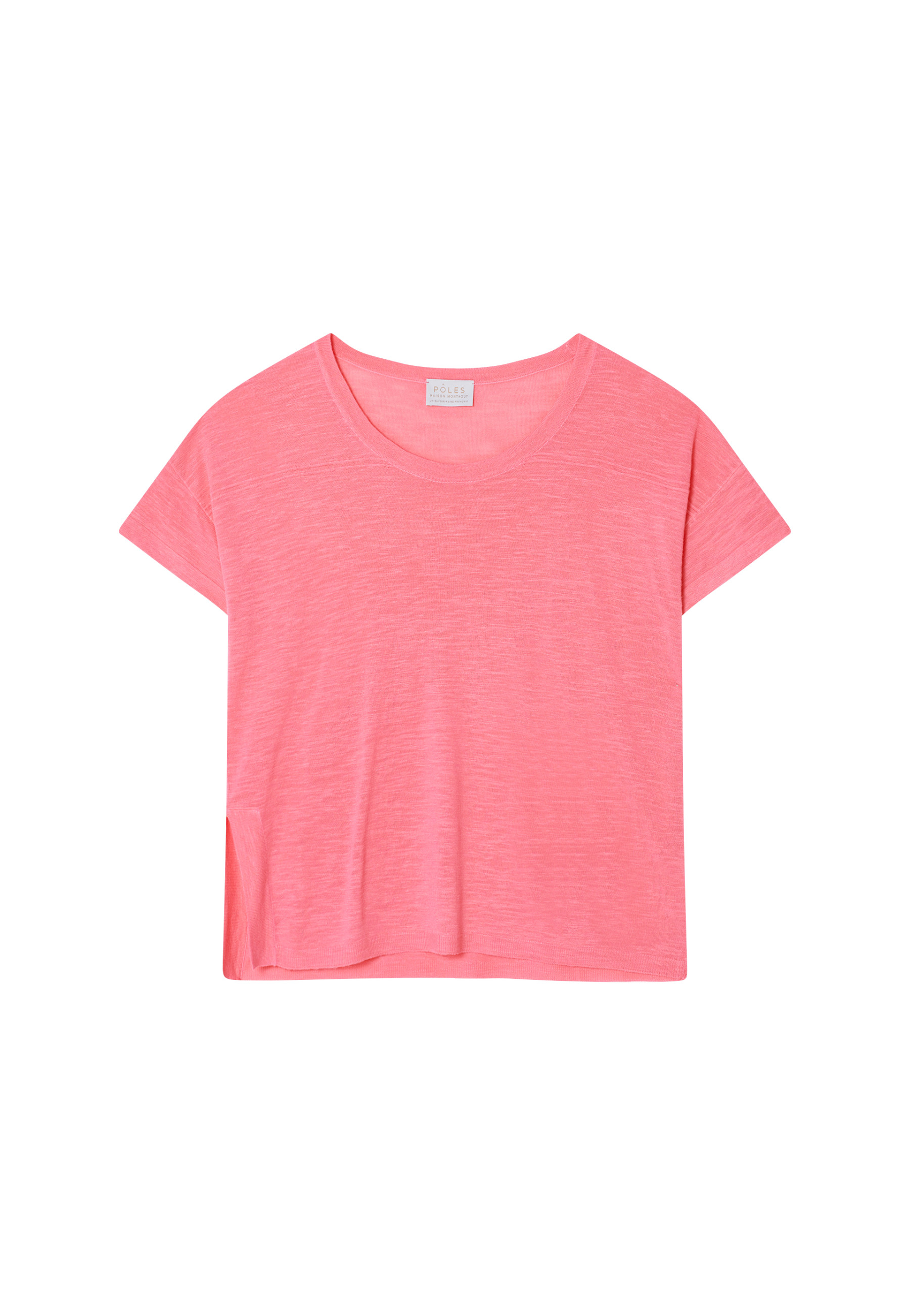 T-shirt ample col rond en lin flammé - Pavot
