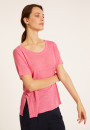 Loose-fitting round-neck flamed linen T-shirt - Pavot