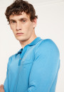 Polo manches longues homme en Fil Lumière Boris 5375 - 06 Bleu moyen