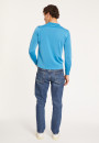 Polo manches longues homme en Fil Lumière Boris 5375 - 06 Bleu moyen