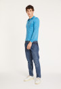 Polo manches longues homme en Fil Lumière Boris 5375 - 06 Bleu moyen