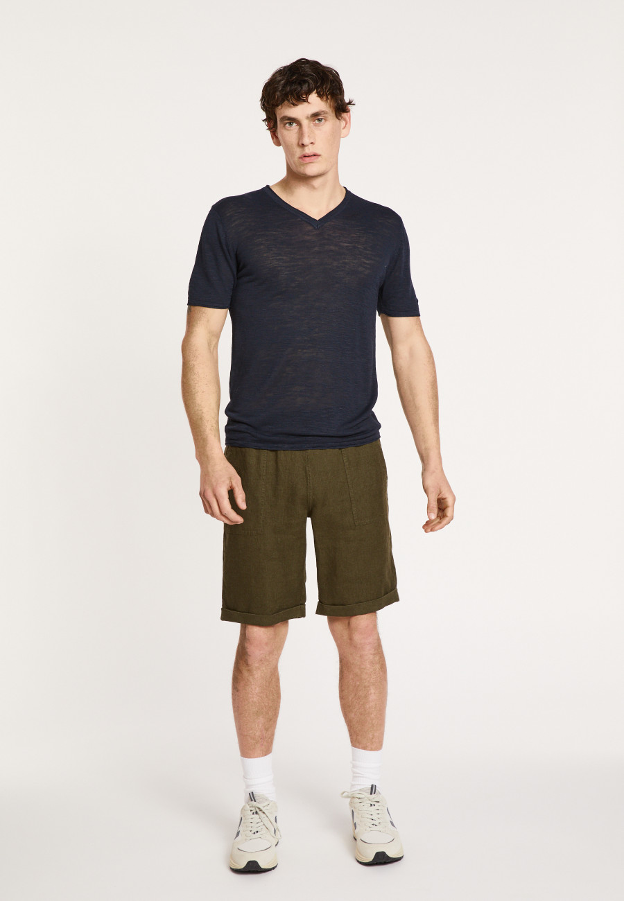 Slub linen V-neck T-shirt - Reuben