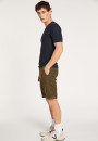 T-shirt col V en lin flammé - Reuben 8040 marine - 05 Bleu marine