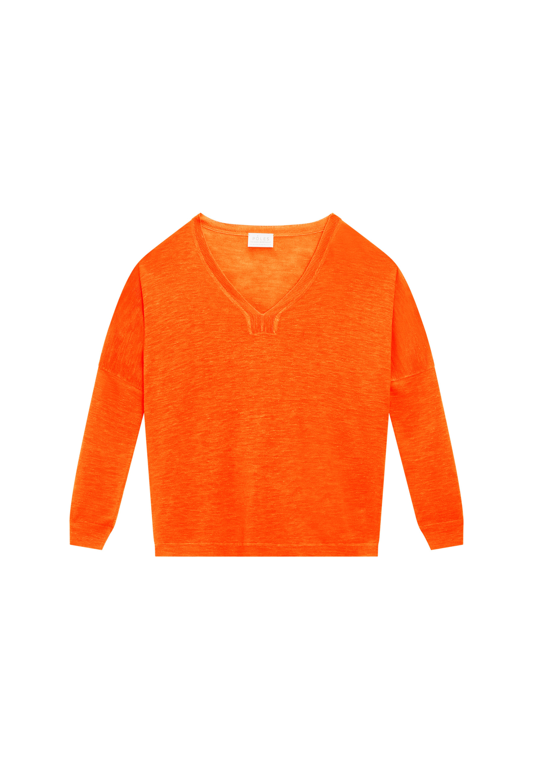 Oversized v-neck flamed linen t-shirt - Beja