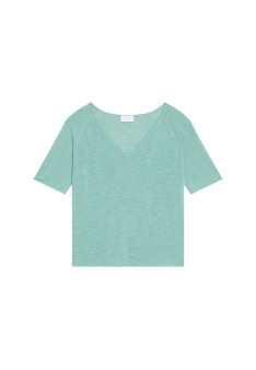 Flamed linen elbow sleeve t-shirt - Bonbon
