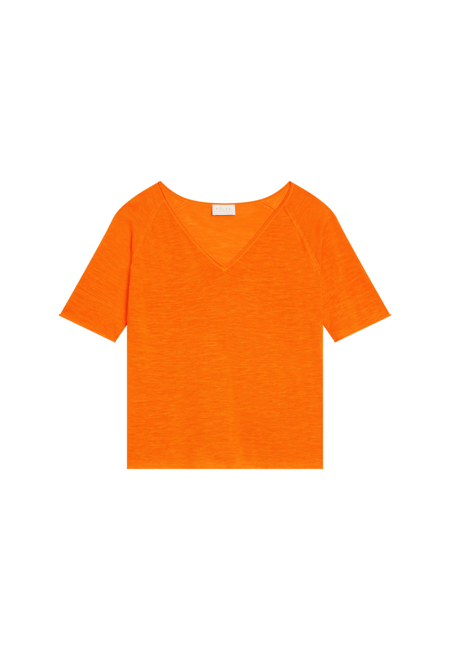 T-shirt manches coudes en lin flammé - Bonbon