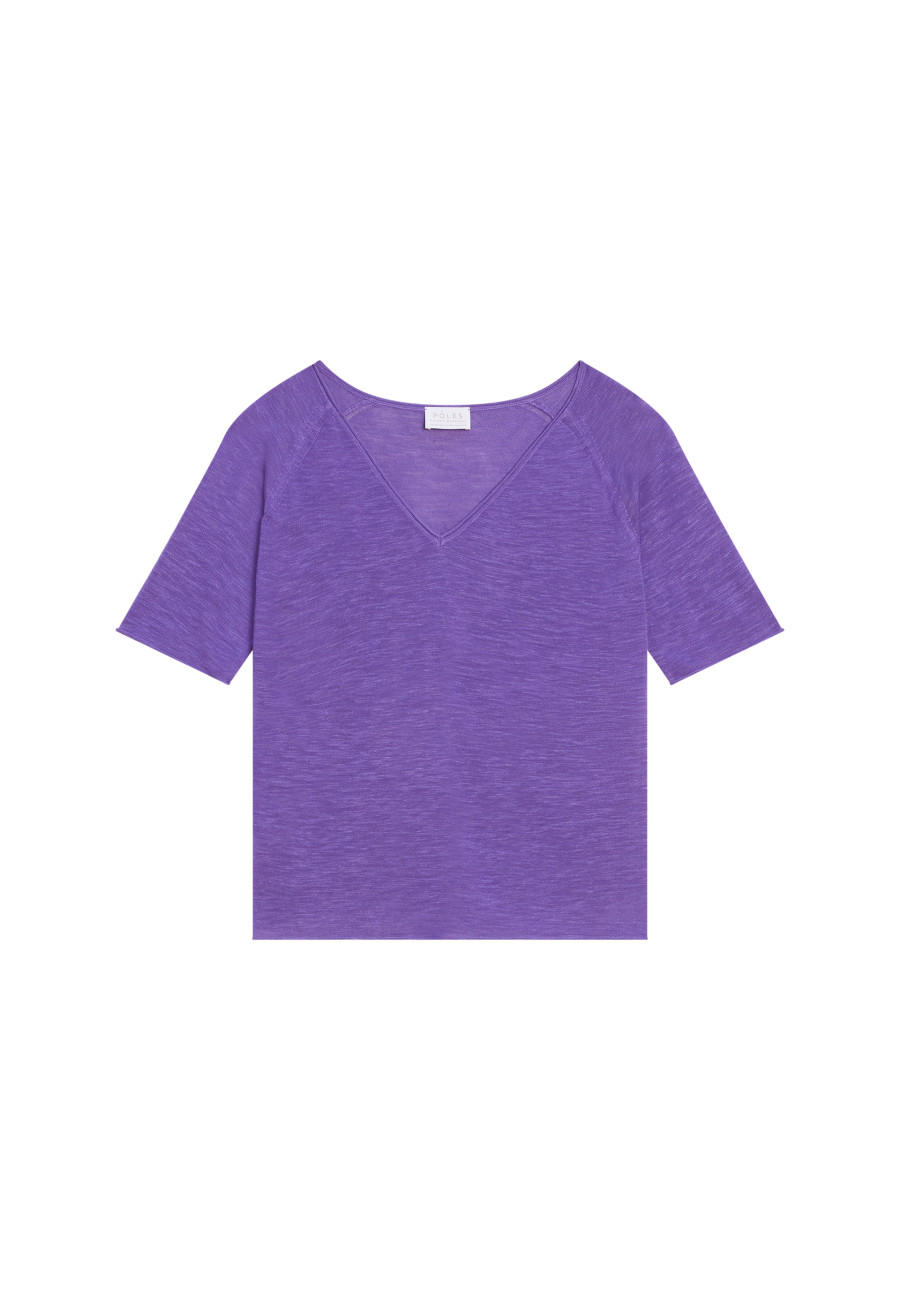 Flamed linen elbow sleeve t-shirt - Bonbon