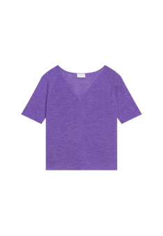 T-shirt manches coudes en lin flammé - Bonbon