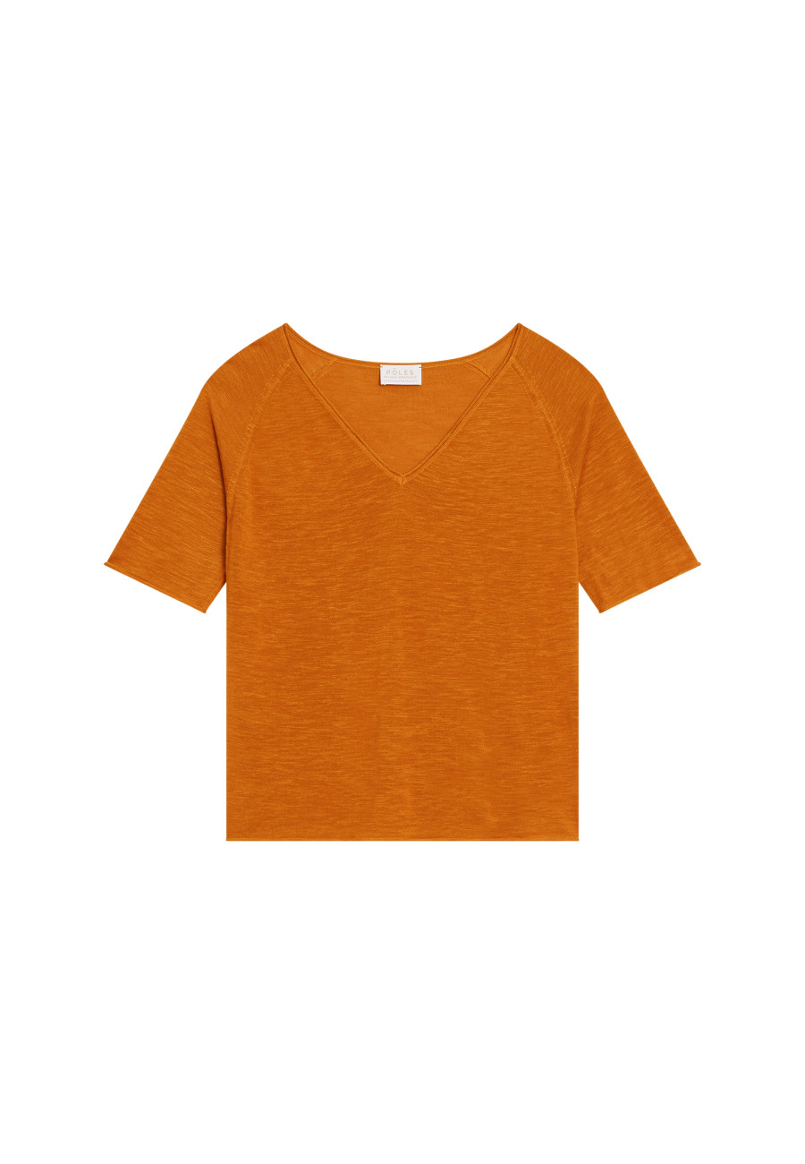 Flamed linen elbow sleeve t-shirt - Bonbon