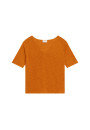 Flamed linen elbow sleeve t-shirt - Bonbon