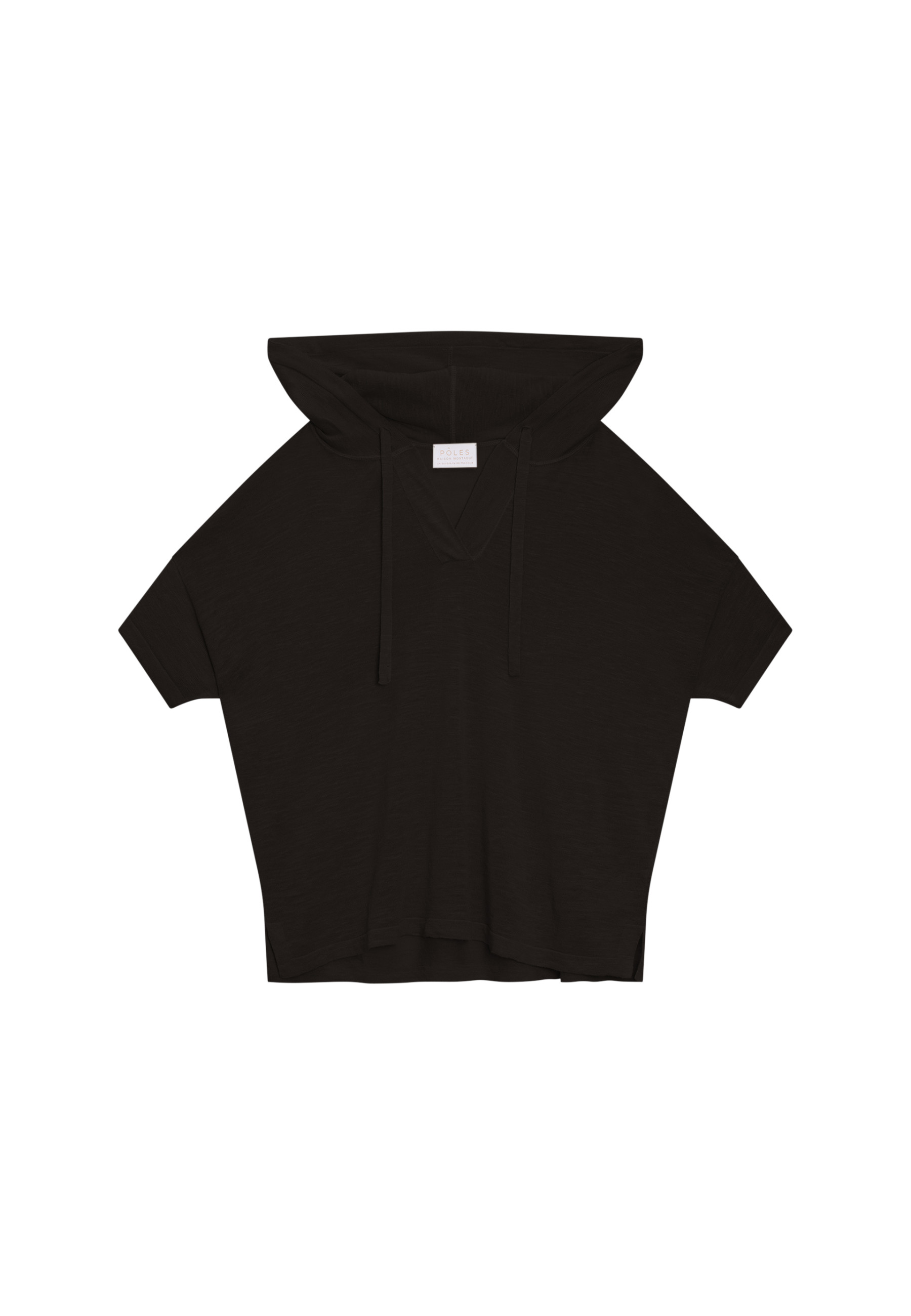 Flamed linen hooded t-shirt - Pivoine