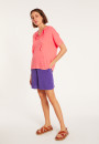 T-shirt à capuche en lin flammé - Pivoine 8072 - 25 Rose moyen