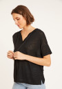 Flamed linen hooded t-shirt - Pivoine