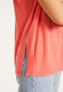 Loose-fitting round-neck flamed linen T-shirt - Pavot