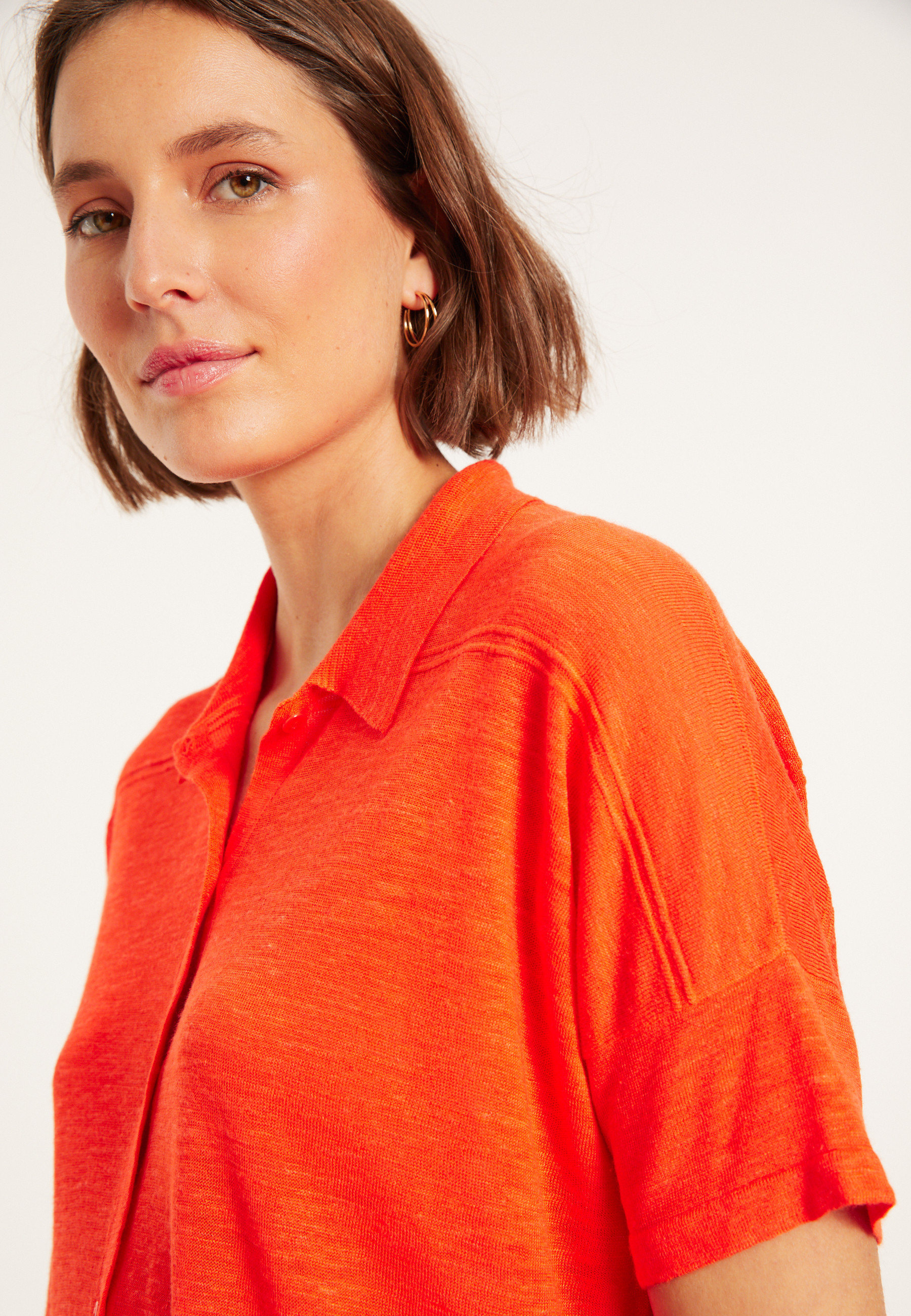 Chemisier en lin flammé - Pablito 8071 - 15 Orange