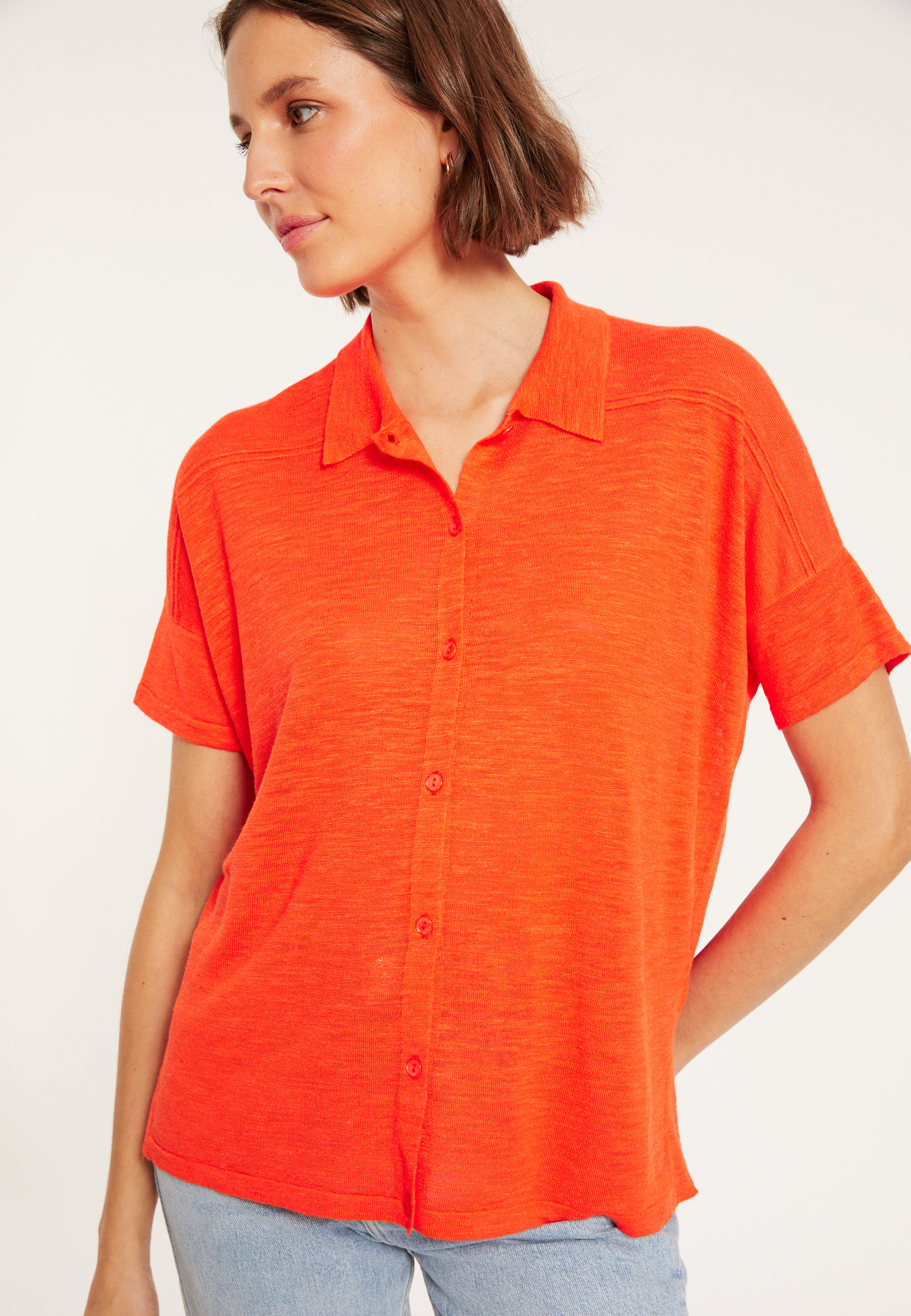 Chemisier en lin flammé - Pablito 8071 - 15 Orange