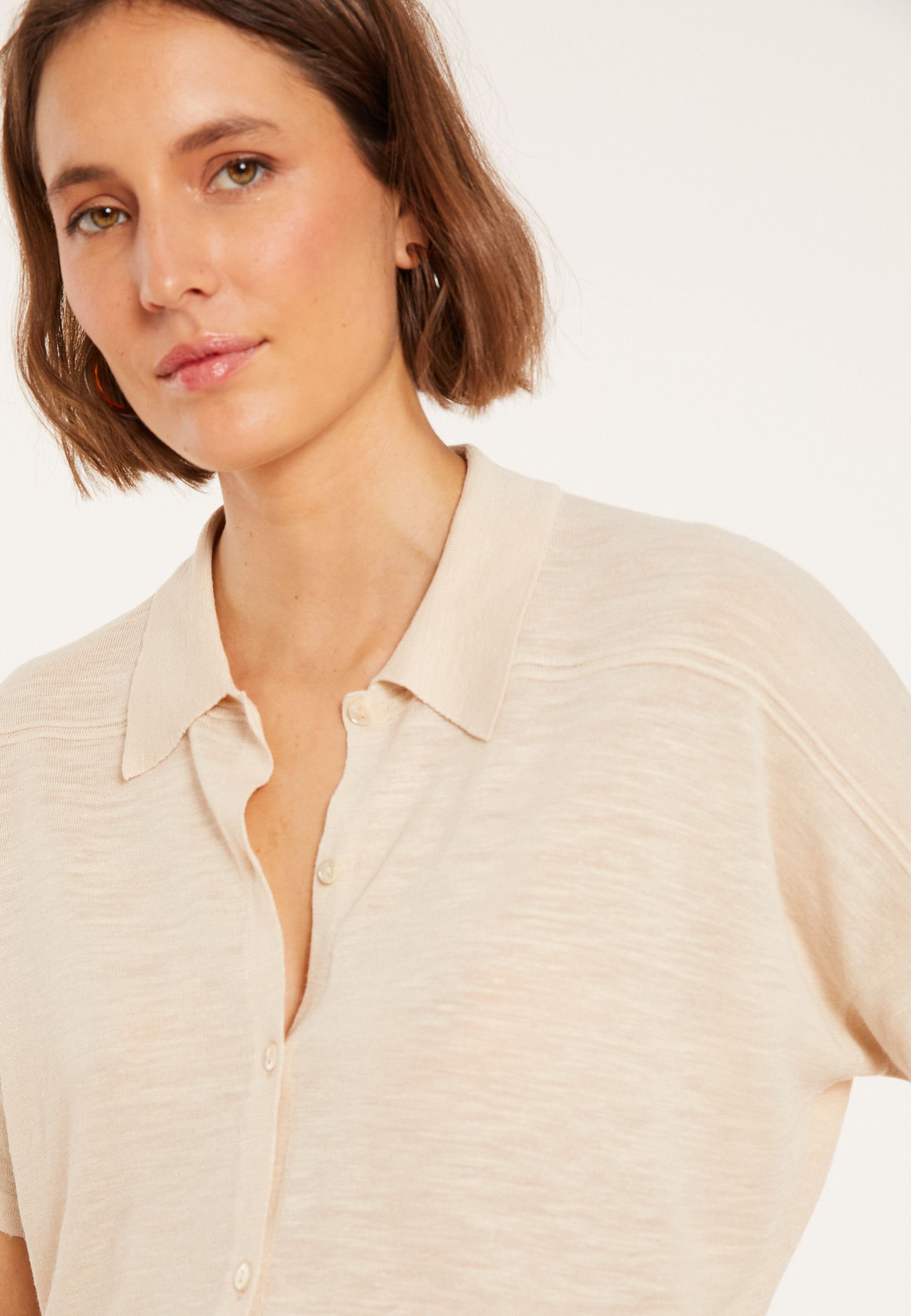Chemisier en lin flammé - Pablito 8020 ficelle - 12 Beige clair