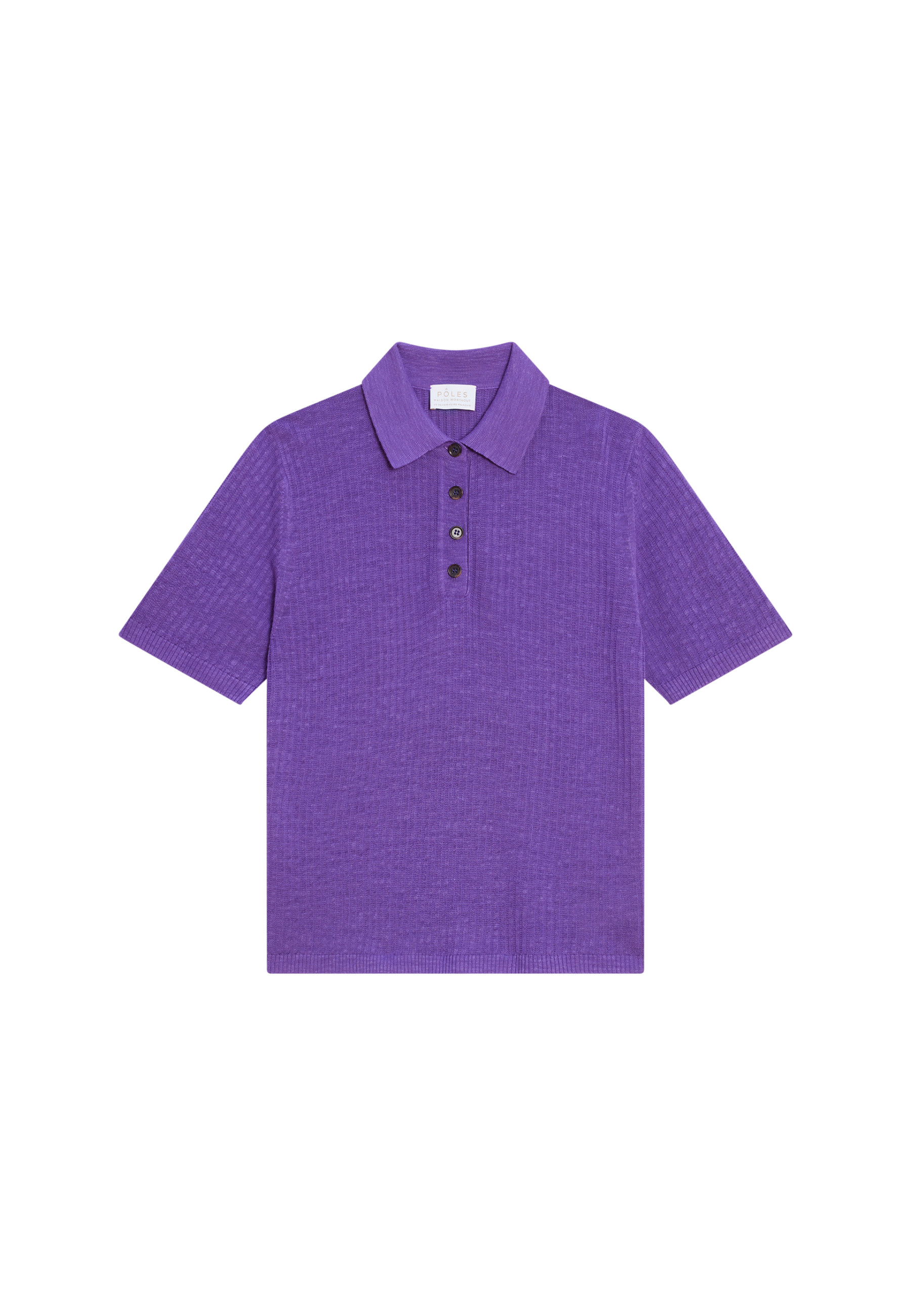 Flamed linen ribbed polo shirt - Petunia