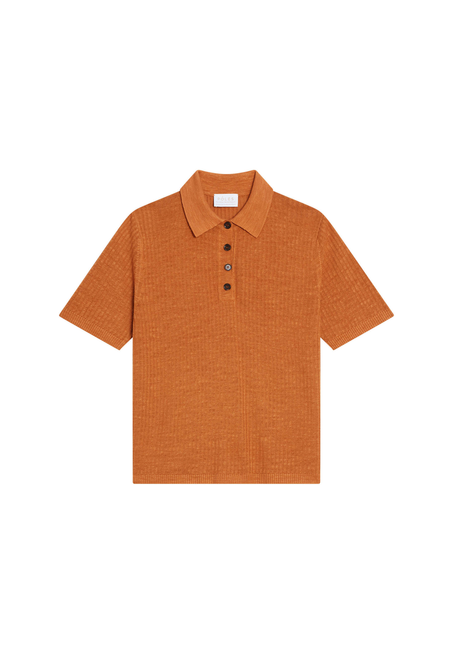 Flamed linen ribbed polo shirt - Petunia