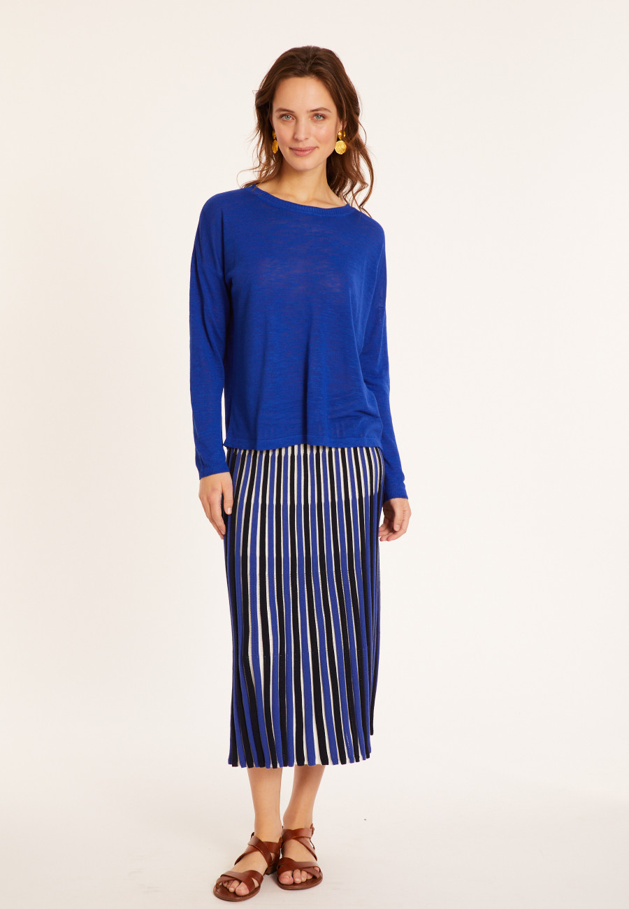 Flamed linen t-shirt with long sleeves and back buttons - Polly