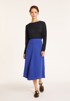 Flamed linen t-shirt with long sleeves and back buttons - Polly