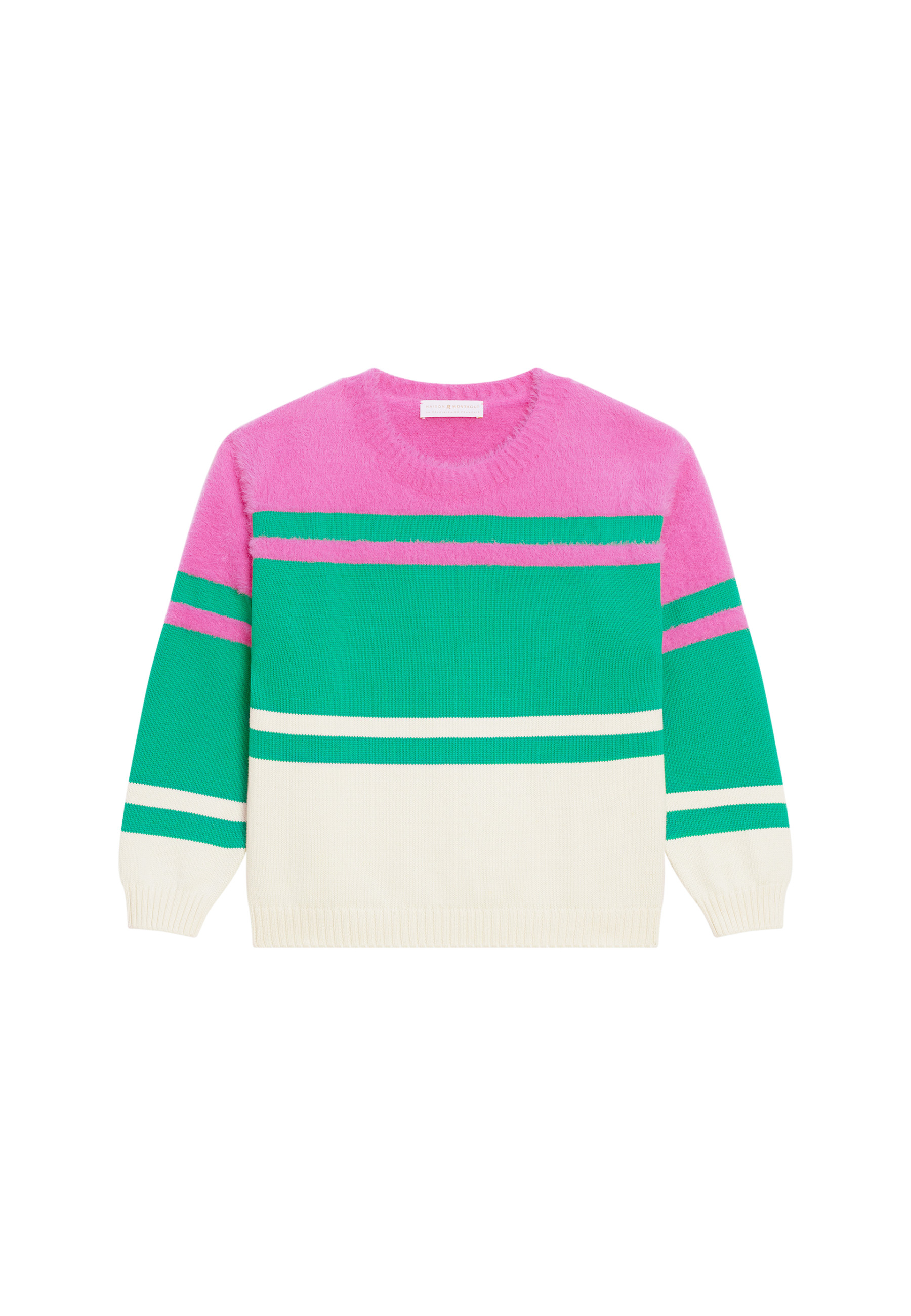 Pull tricolore en coton - Mavrick 8129 - 22 Vert moyen