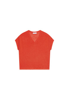 T-shirt ample col V en lin flammé - Marra
