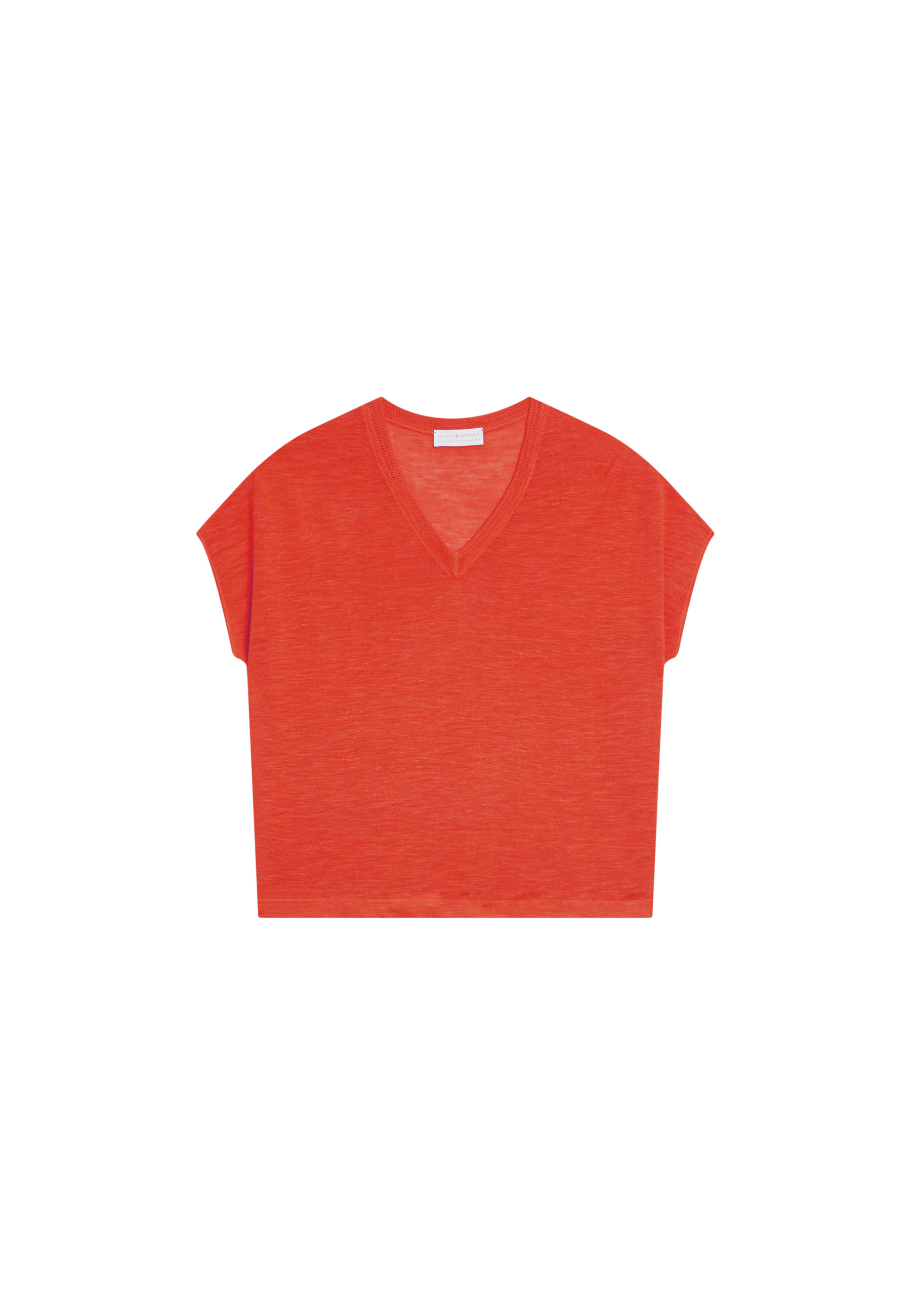 Flamed linen V-neck loose T-shirt - Marra