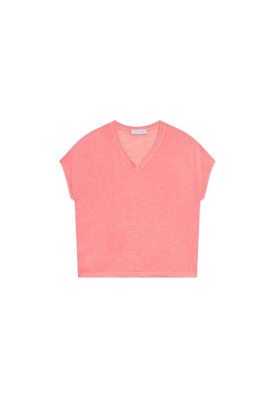 T-shirt col V en lin flammé - Marra