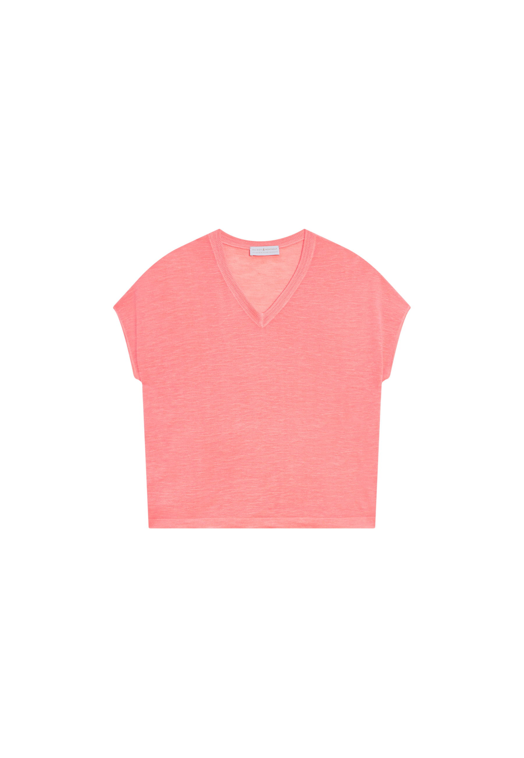 Flamed linen V-neck loose T-shirt - Marra