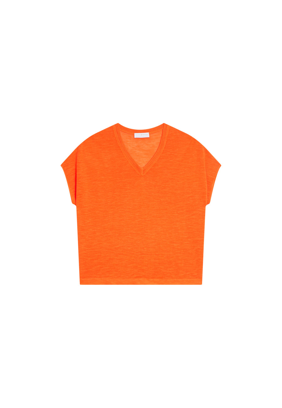 T-shirt col V en lin flammé - Marra