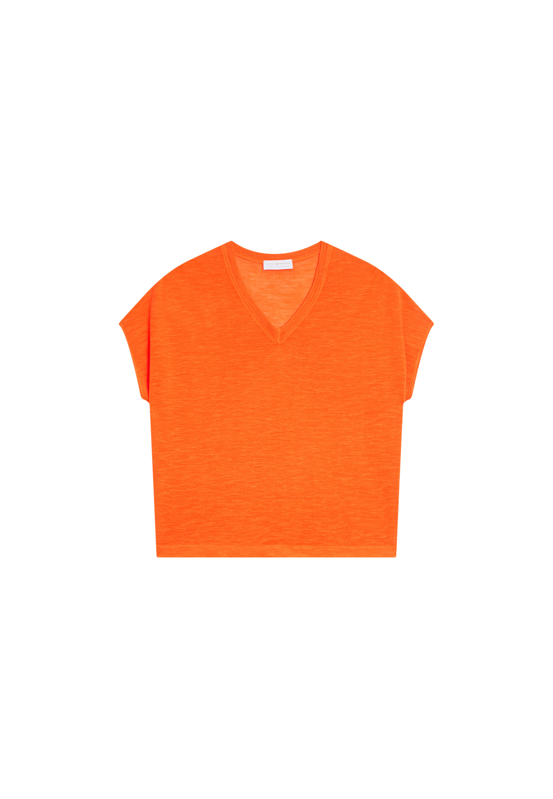 T-shirt ample col V en lin flammé - Marra