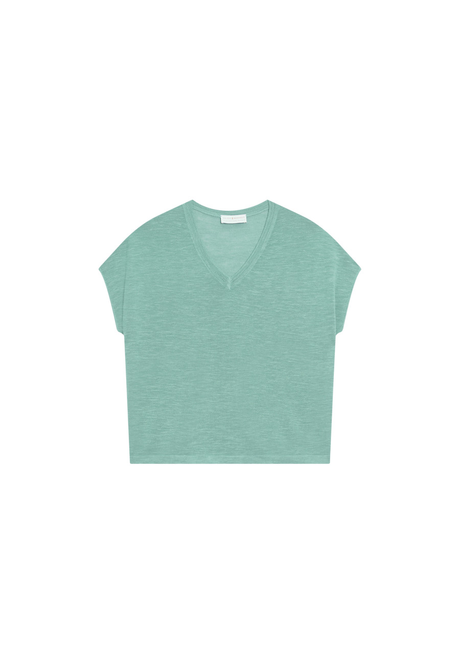 T-shirt col V en lin flammé - Marra