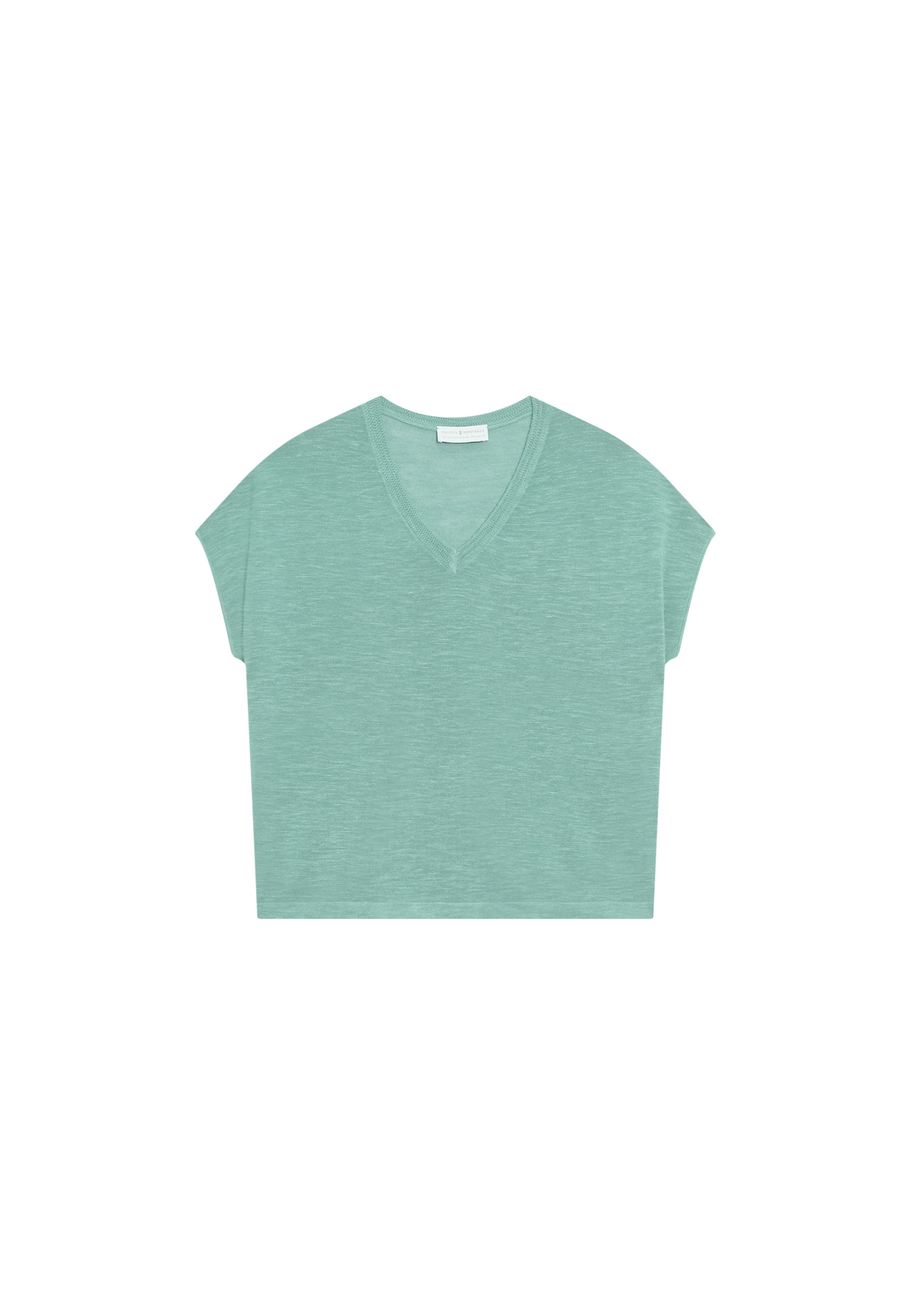 Flamed linen V-neck loose T-shirt - Marra