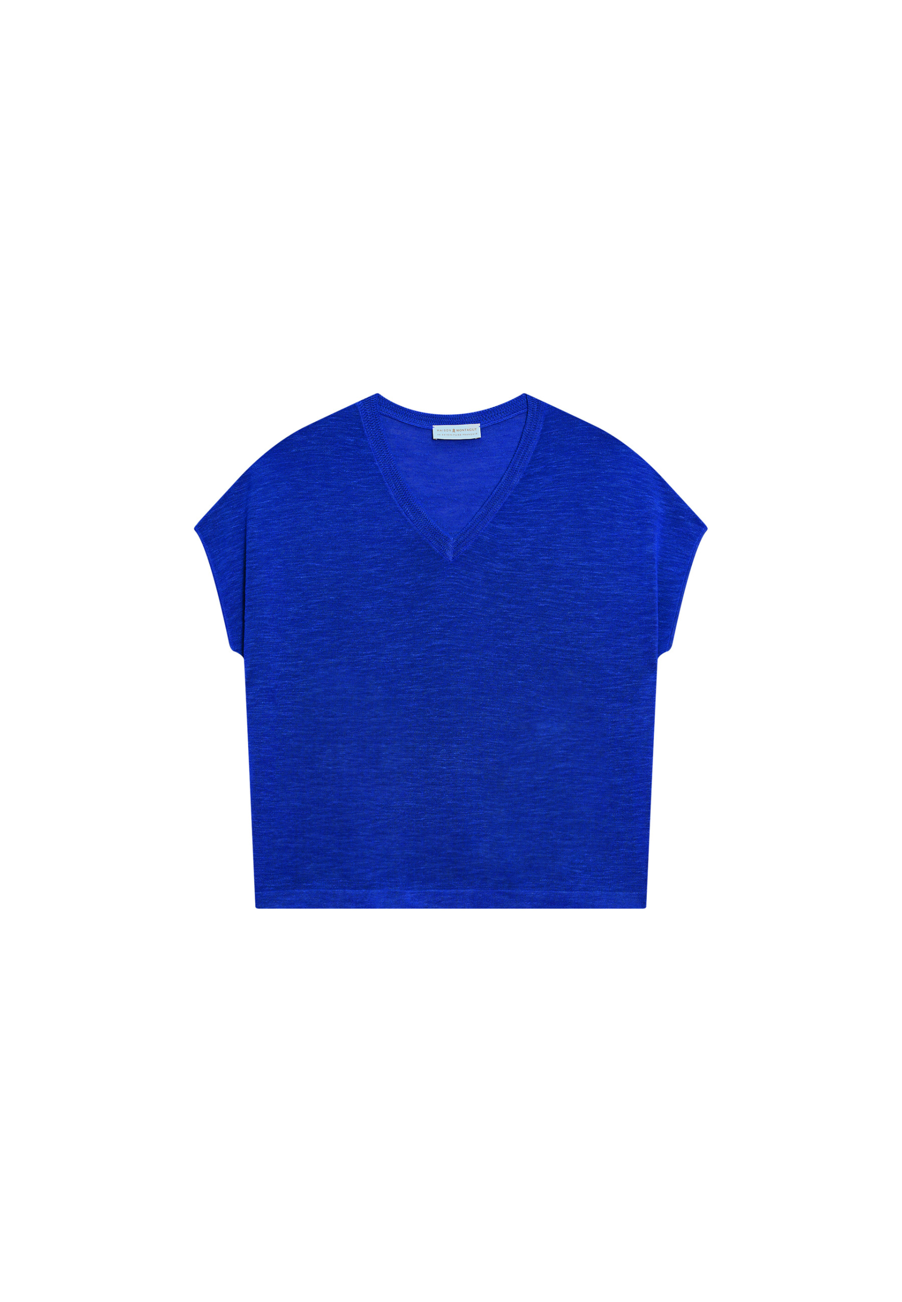 Flamed linen V-neck loose T-shirt - Marra