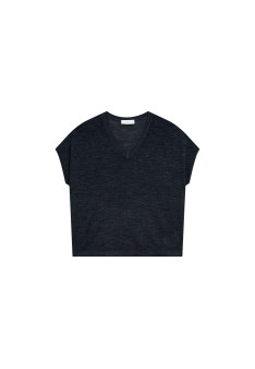 T-shirt ample col V en lin flammé - Marra