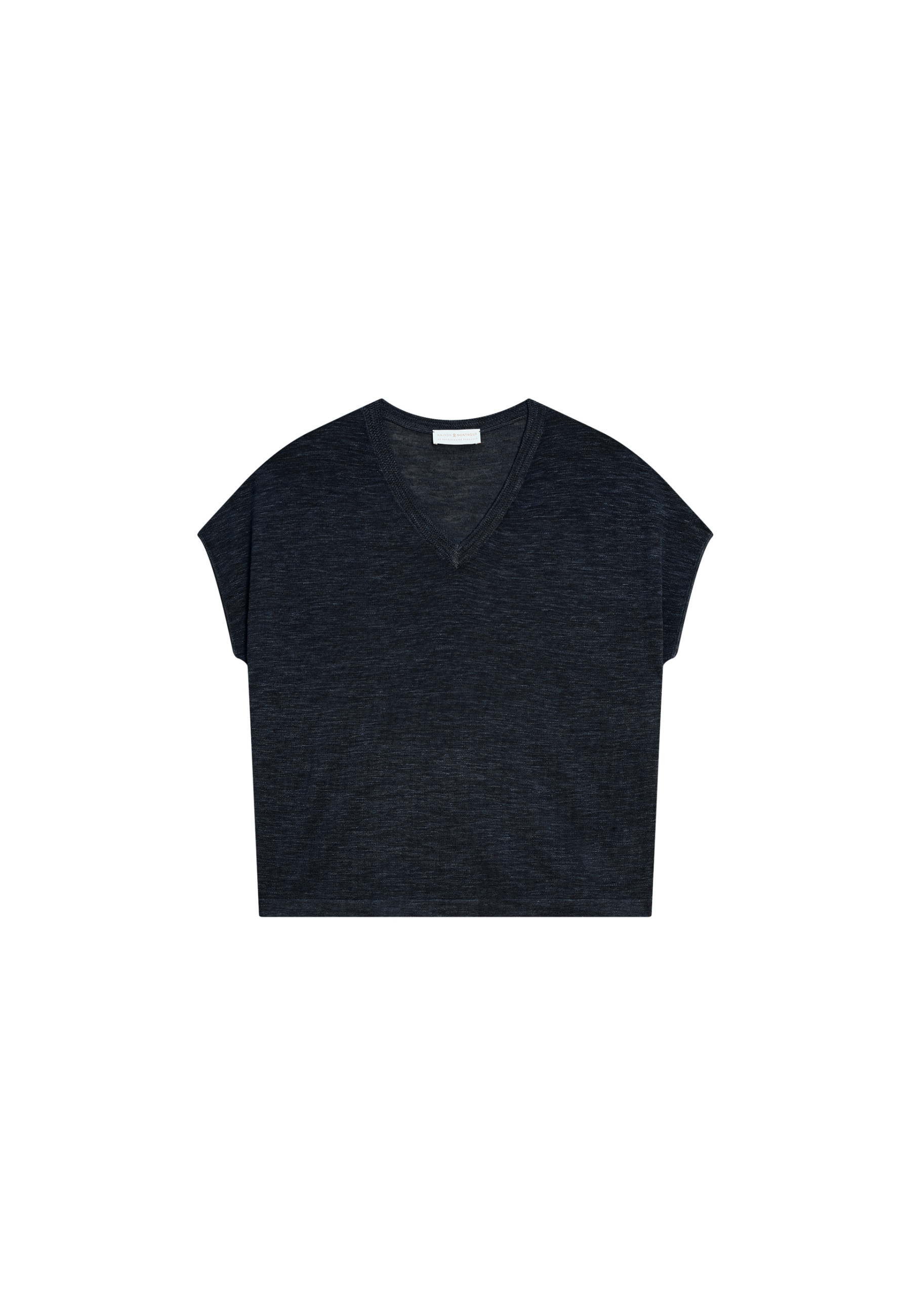 Flamed linen V-neck loose T-shirt - Marra