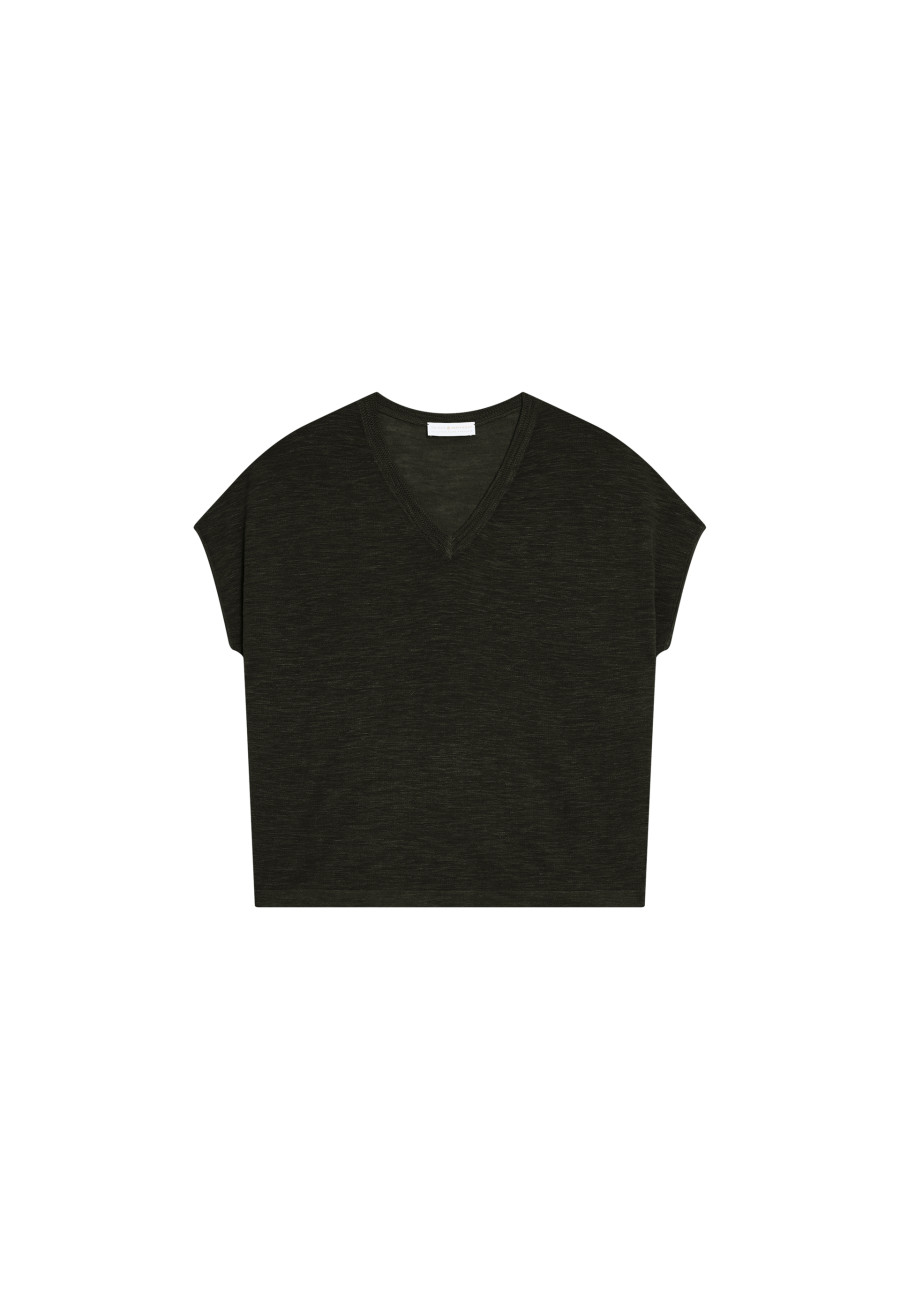 Camiseta de linho com decote em V - Marra