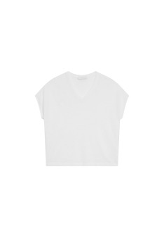 Flamed linen V-neck loose T-shirt - Marra