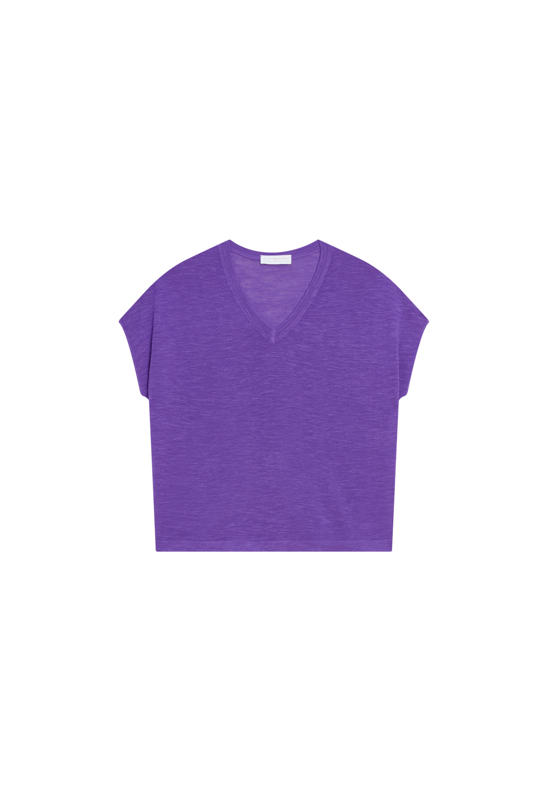 Flamed linen V-neck loose T-shirt - Marra