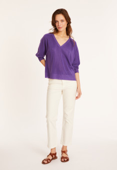 Pull col V en fil lumière - Maja