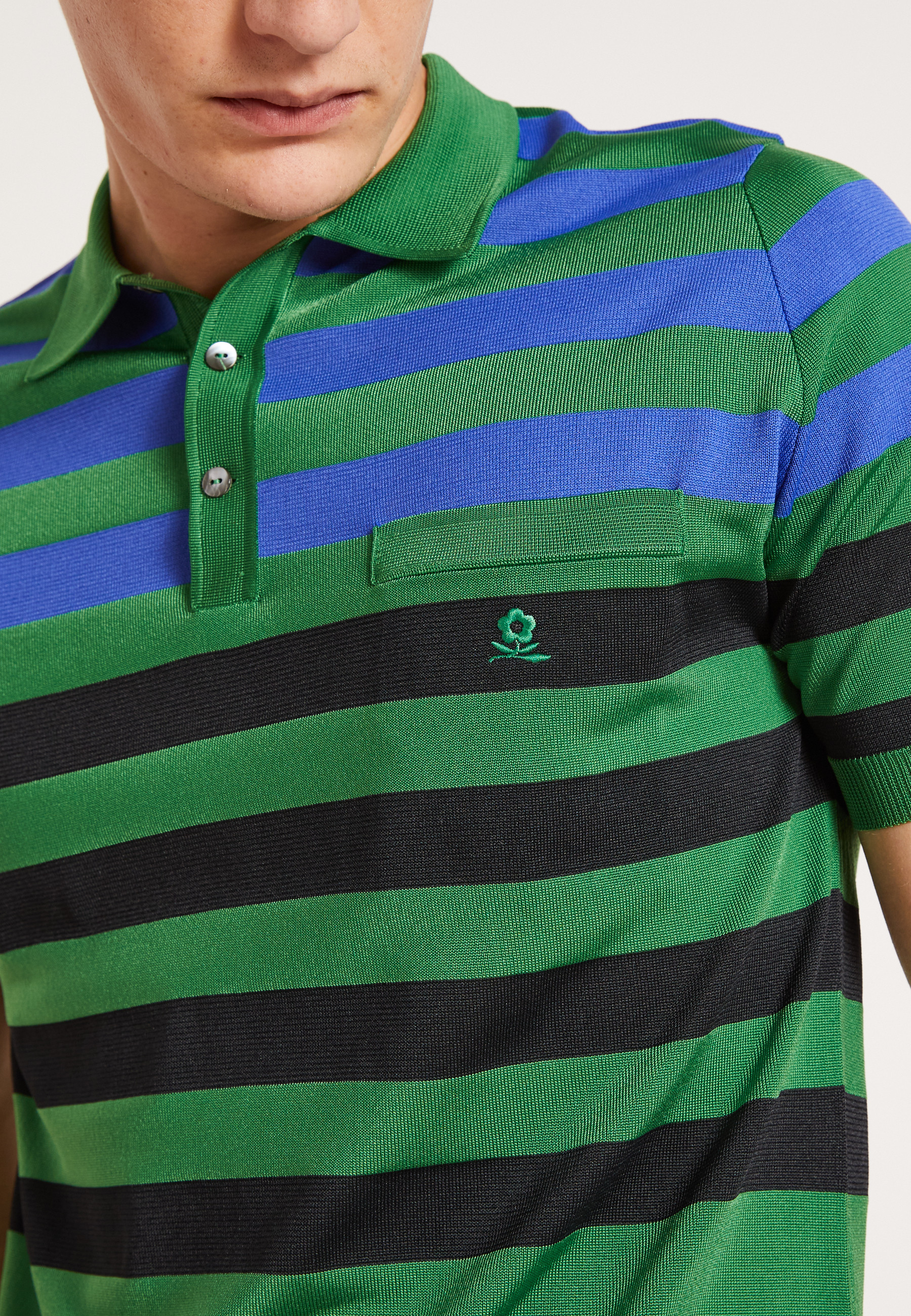 Polo Fil Lumière à rayures - Frederico 0699 - 22 Vert moyen