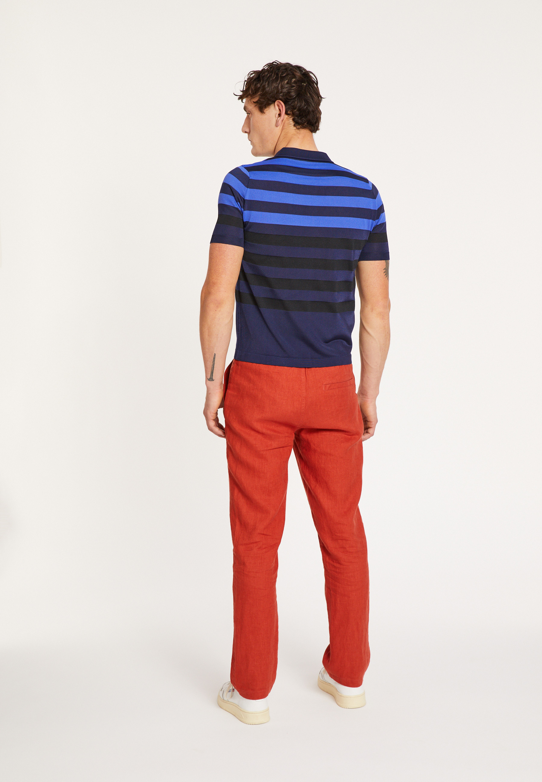 Polo Fil Lumière à rayures - Frederico 0823 - 05 Bleu marine