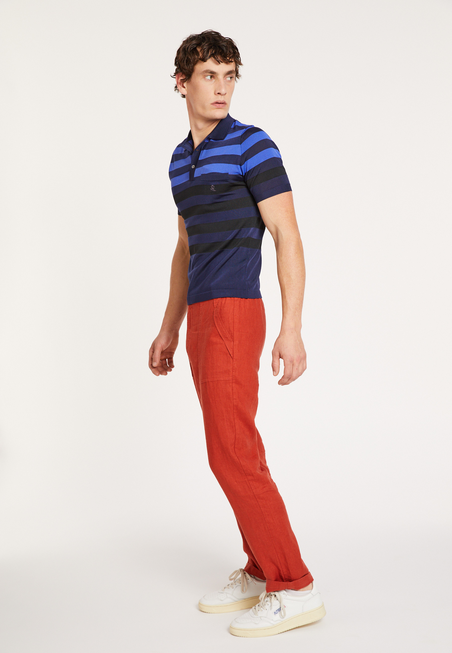 Polo Fil Lumière à rayures - Frederico 0823 - 05 Bleu marine